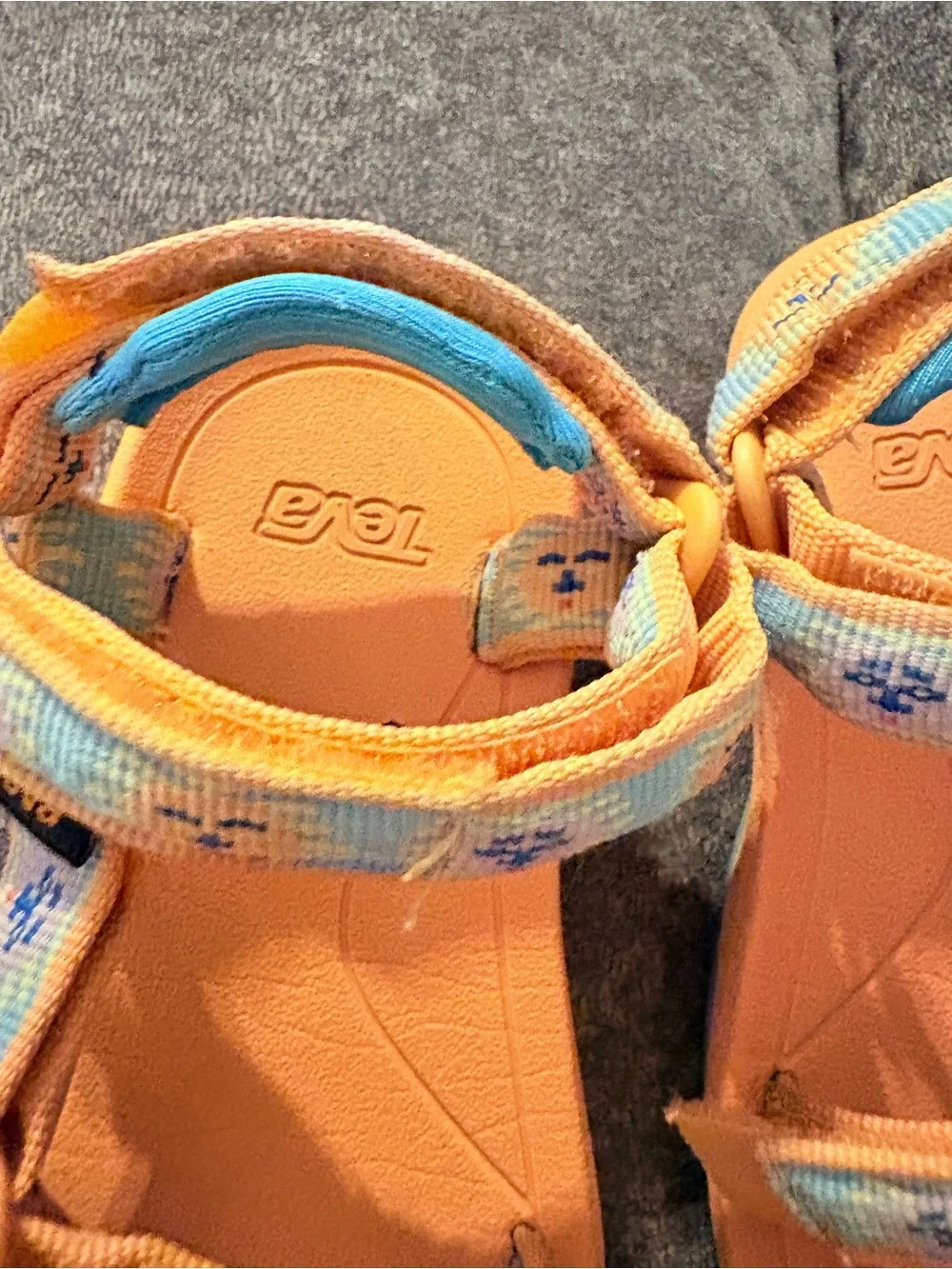 Teva Kids Orange Sandals with Light Blue Accents